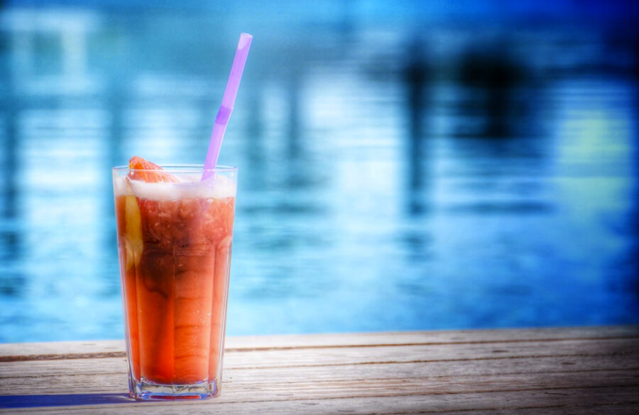 exotic drinks by the pool