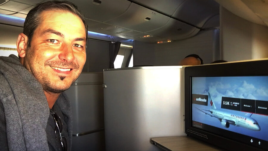 passenger in first class in airplane
