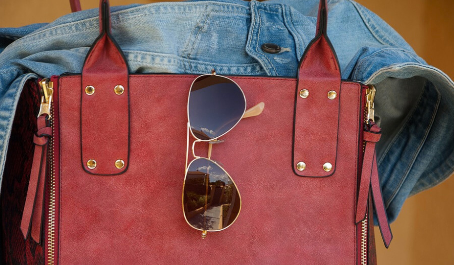 bag jacket and glasses for women