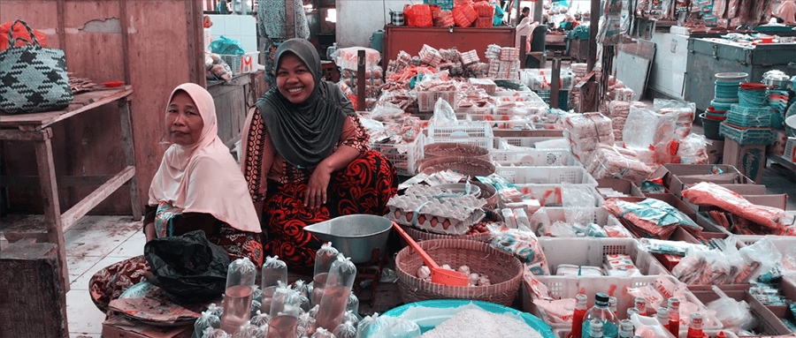 two ladies in street market indonesia