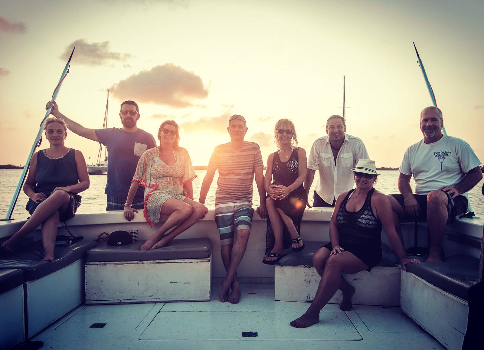 sunset on boat curacao